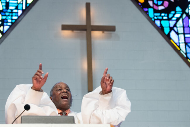 51917940836_3bce3ec0f8_k The Rev. Daniel Hayes gives the sermon during worship at John Wesley United Methodist Church in Nashville, Tenn. Photo by Mike DuBose, UM News.
